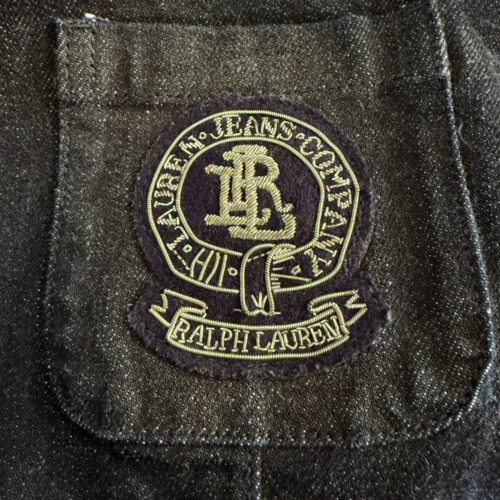 Lauren Jeans Co Women's Denim Blazer Jacket‎ Embroidered Logo 90s Y2K  Large - Picture 7 of 10